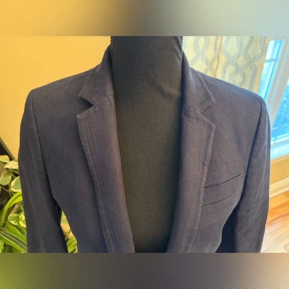 J Crew Solid Navy Blue 100% Linen Regent Blazer Suit Jacket Women’s Size 2 - Picture 7 of 16